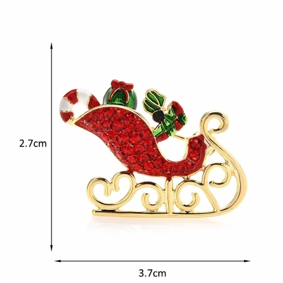 Rhinestone Sleigh Brooches For Women Taking Gifts Sleigh Christmas Brooch - Picture 3 of 3